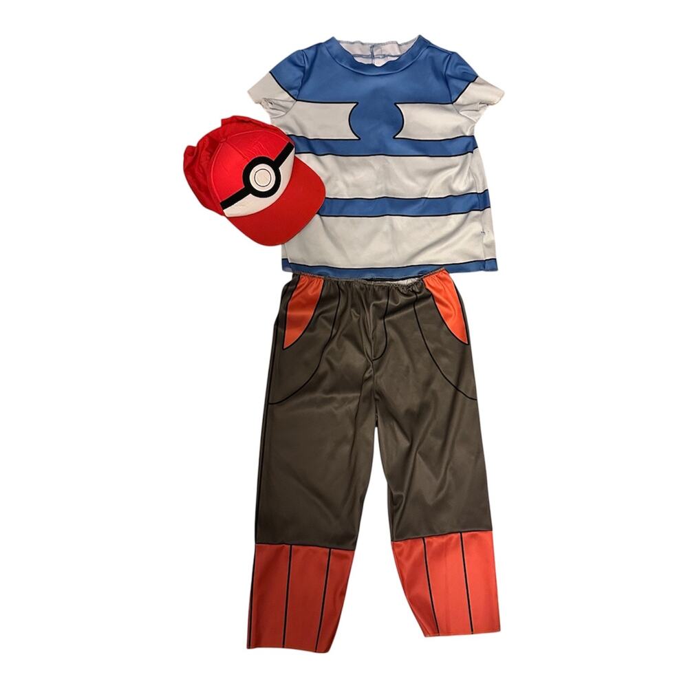 Pokemon Master Trainer Ash Ketchum Costume Kids Boys Youth M 7-8 Cosplay Anime